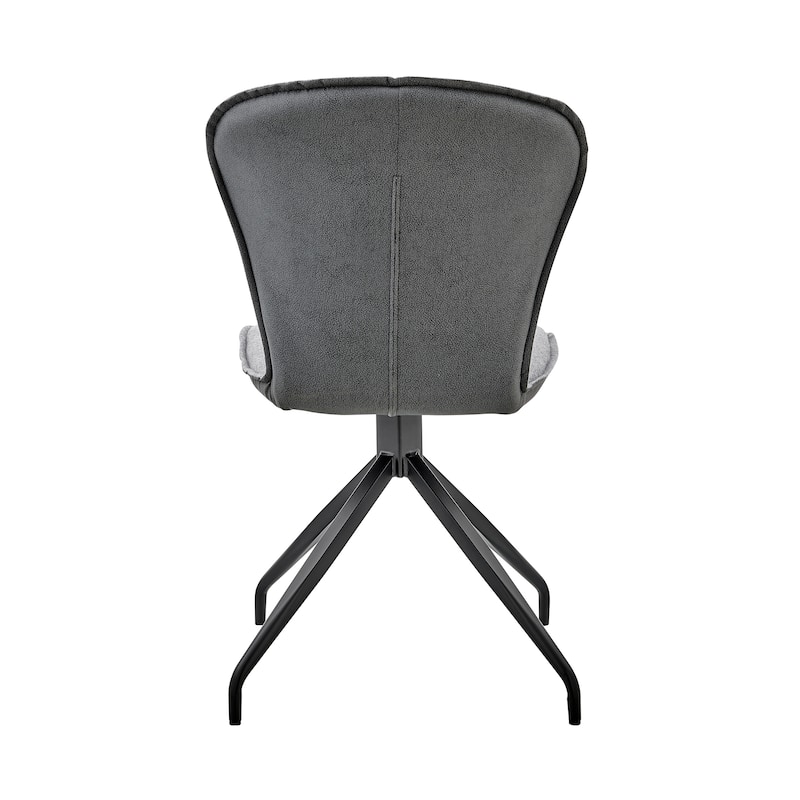 Petrie Grey Fabric and Black Metal Star Base Dining Chairs - Set of 2