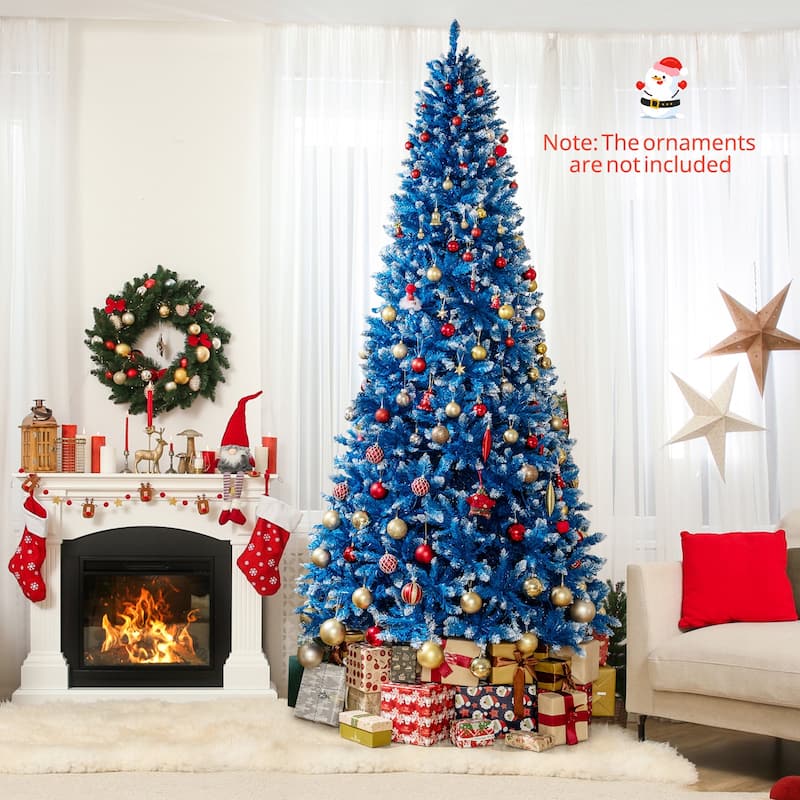 6/7/8/9 FT Pre-lit Christmas Tree Blue Hinged Artificial Xmas Tree