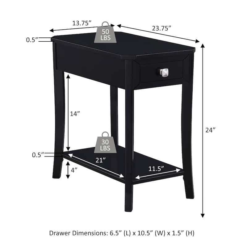 Convenience Concepts Designs2Go Ensenada 1 Drawer Chairside End Table with Shelf