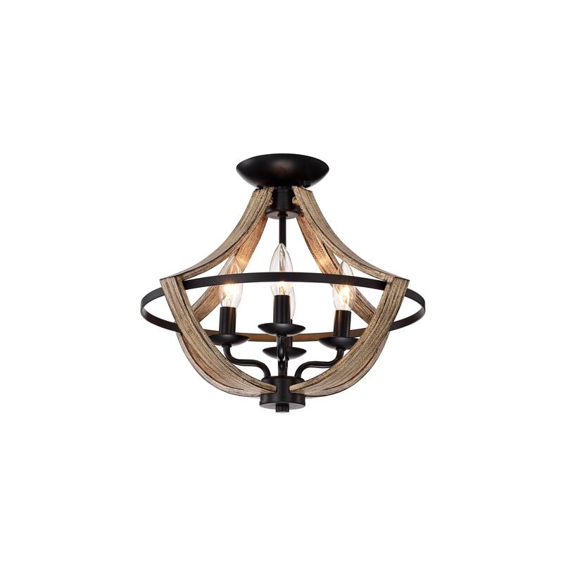 Ricky Matte Black 4-Light Metal Open Cage Semi-Flush Mount