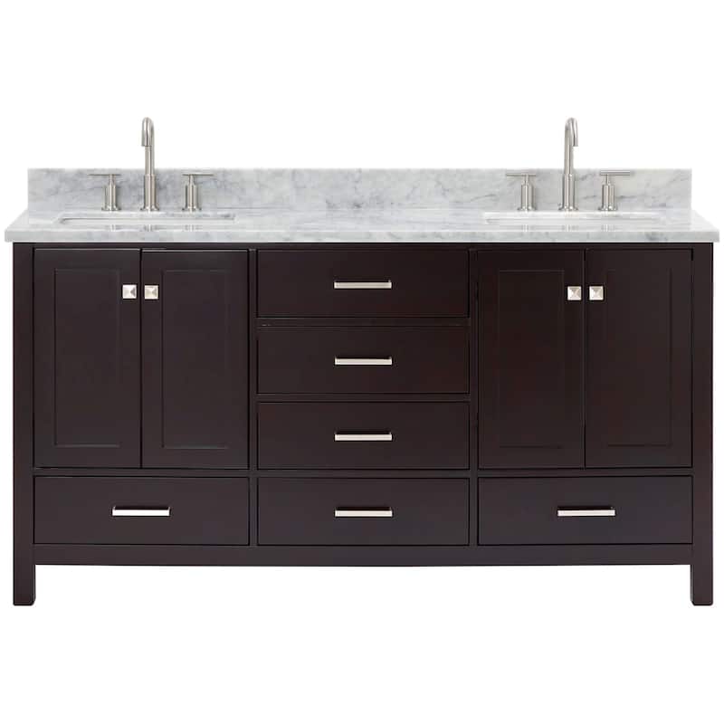 Ariel A067DCW2RVO Cambridge 67" Free Standing Double Rectangular Basin - Espresso - Espresso Finish