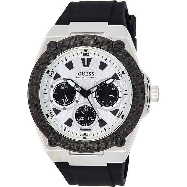 Guess Men's W1049G3 Legacy White Dial With Black Rubber Strap - 1 Size. Opens flyout.