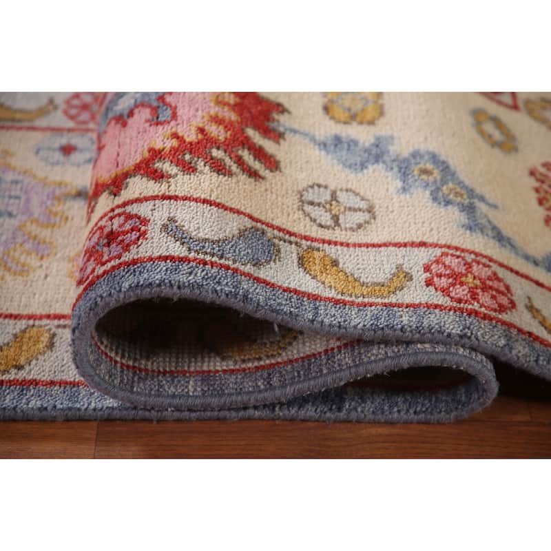 Floral Oushak Area Rug Handmade Wool Carpet - 8'11"x 11'9"