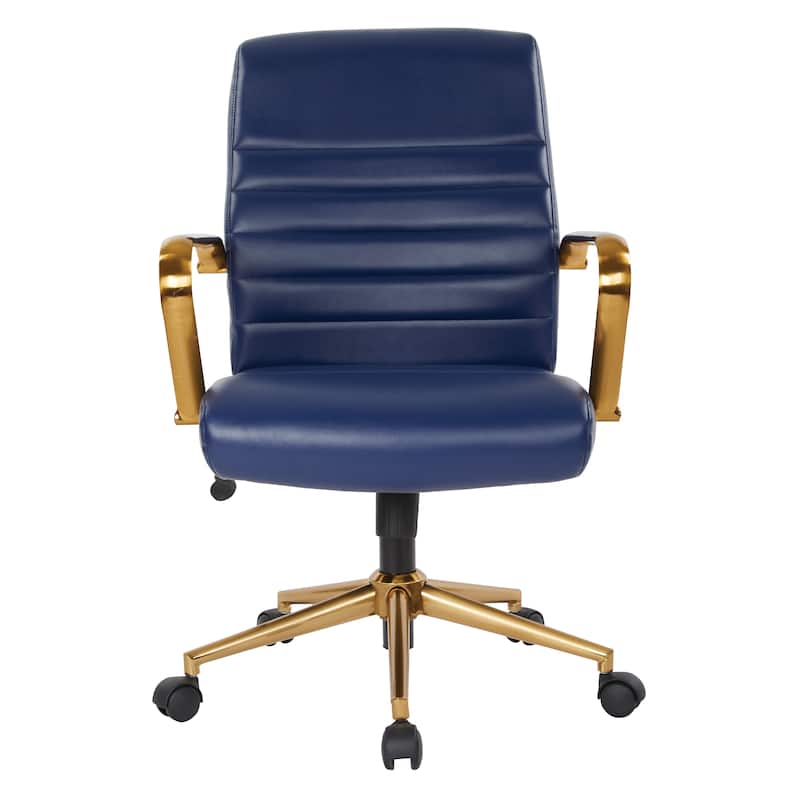 Baldwin Mid-Back Faux Leather Chair - Navy