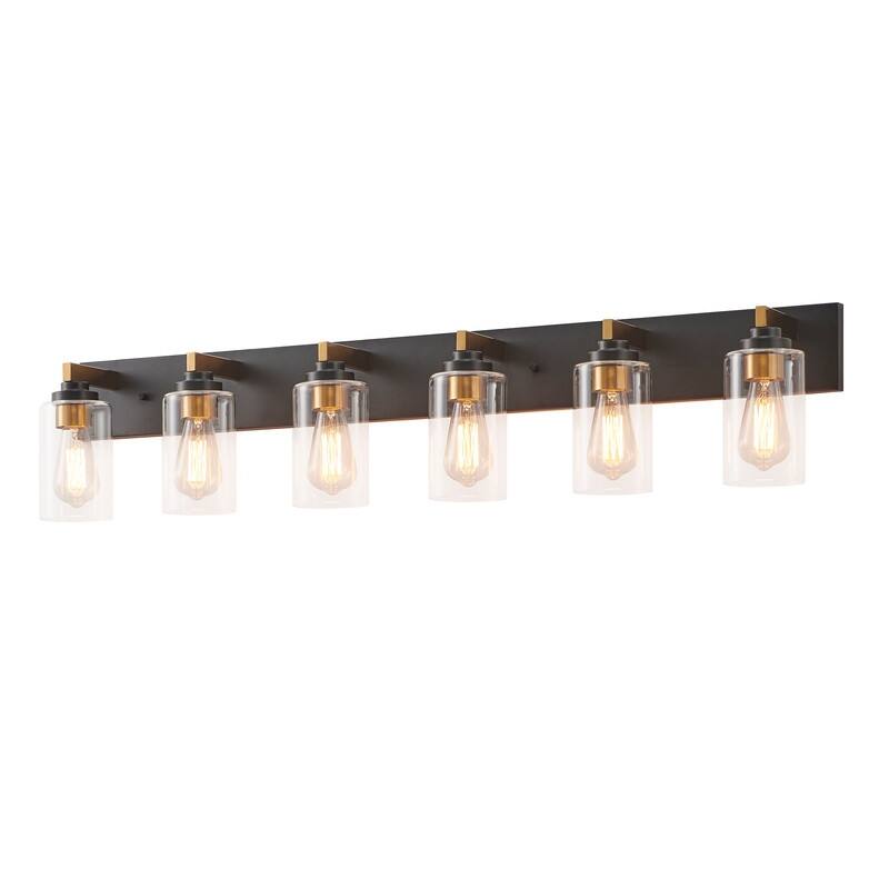 KAWOTI 6-light Bathroom Vanity Light with Clear Glass Shade