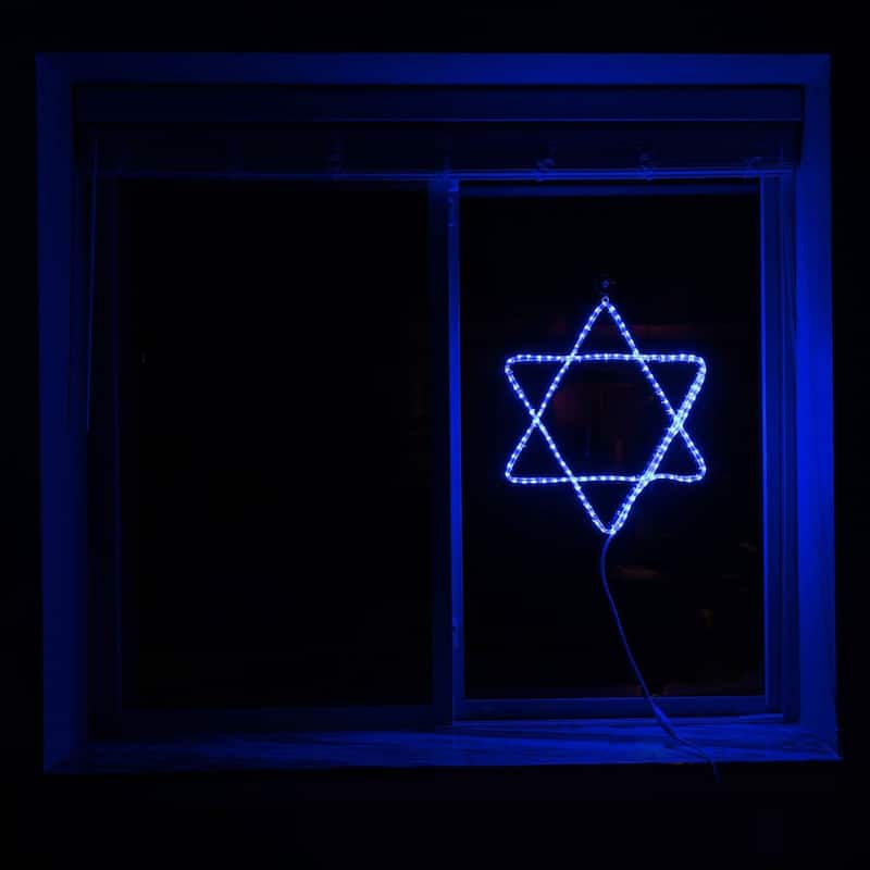 Novelty Lights LED Blue Star of David Rope Light Motif Sculpture, Hanukkah Decorations