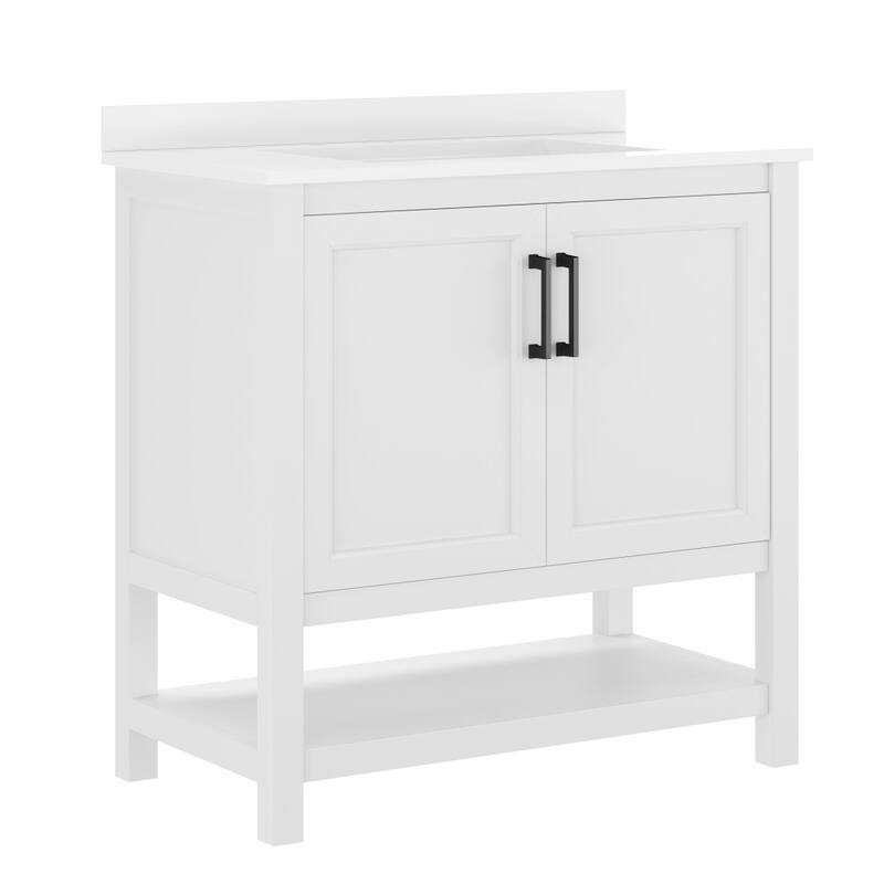 Bathroom Vanity with Undermount Sink and Open Storage Shelf