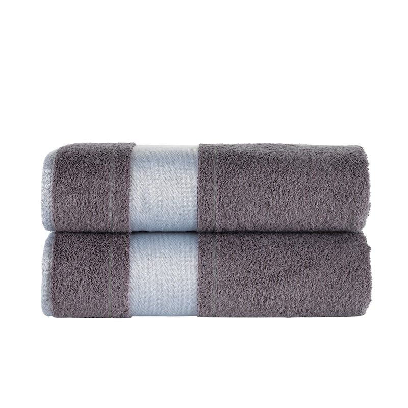 KAFTHAN Textile Fishbone Turkish Cotton Bath Towels (Set of 2) - 59"L x 35"W x 0.5"H - Dark Gray