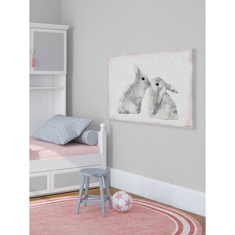 'Bunny Sweethearts' Painting Print on Wrapped Canvas