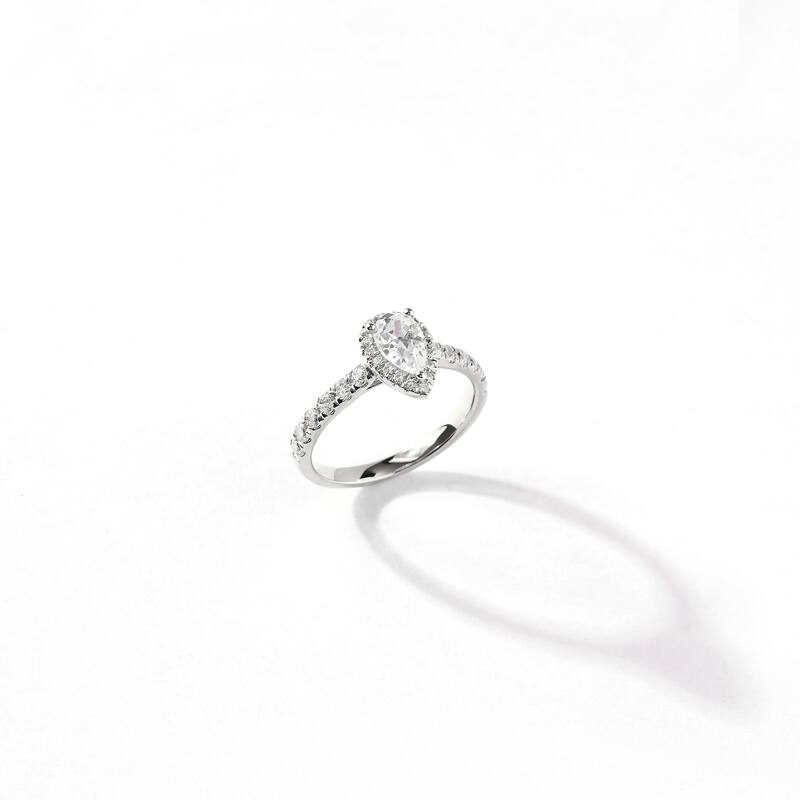 1ct TDW Diamond Pear Shape Halo Ring in 10k Gold for Women