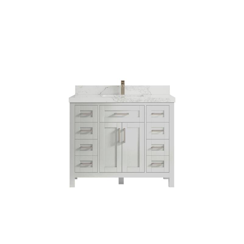 Willow Collections 42 in. W x 22 in. D Cambridge Single Sink Bathroom Vanity with Countertop - 2" Calacatta Nuvo - Coventry Grey