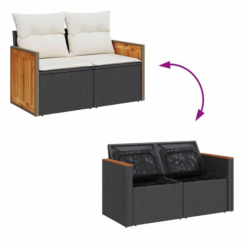 vidaXL Patio Sofa Set with Cushions Outdoor Furniture 8 Piece Poly Rattan