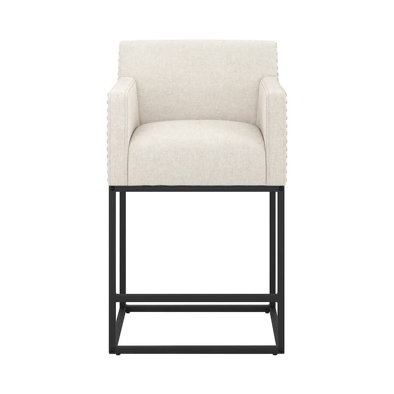 LUE BONA Modern Counter Height Bar Stools Fabric Upholstered Counter Stool - 26"H
