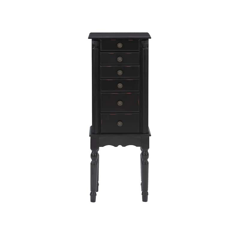 5-Drawer Wooden Jewelry Armoire with Flip Top - 37" - Black