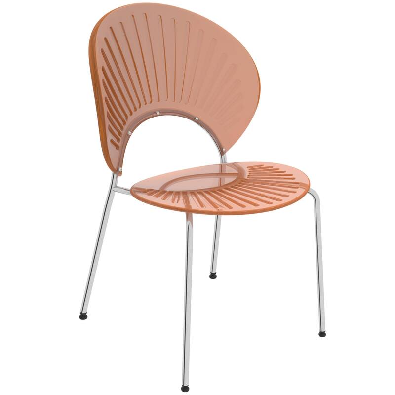 Opulent Plastic Dining Side Chair With Chrome Base Set of 4