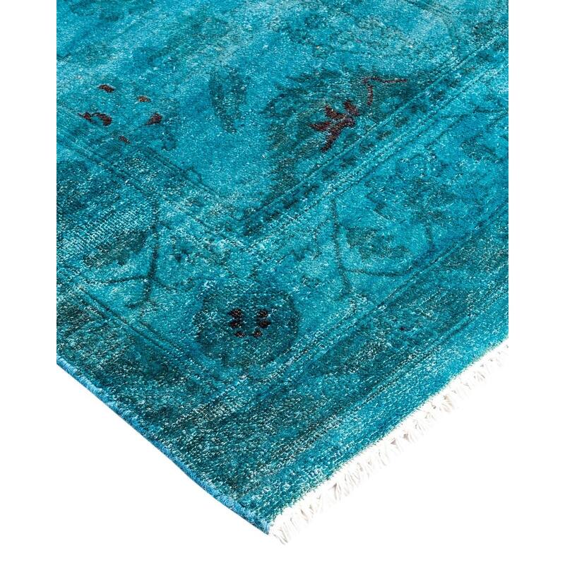 Fine Vibrance One-of-a-Kind Hand-Knotted Runner Rug - Blue, 2' 10" x 11' 10" - 2' 10" x 11' 10"