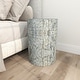 preview thumbnail 12 of 16, Light Blue Mother of Pearl Shell Handmade Mosaic Drum Geometric Accent Table