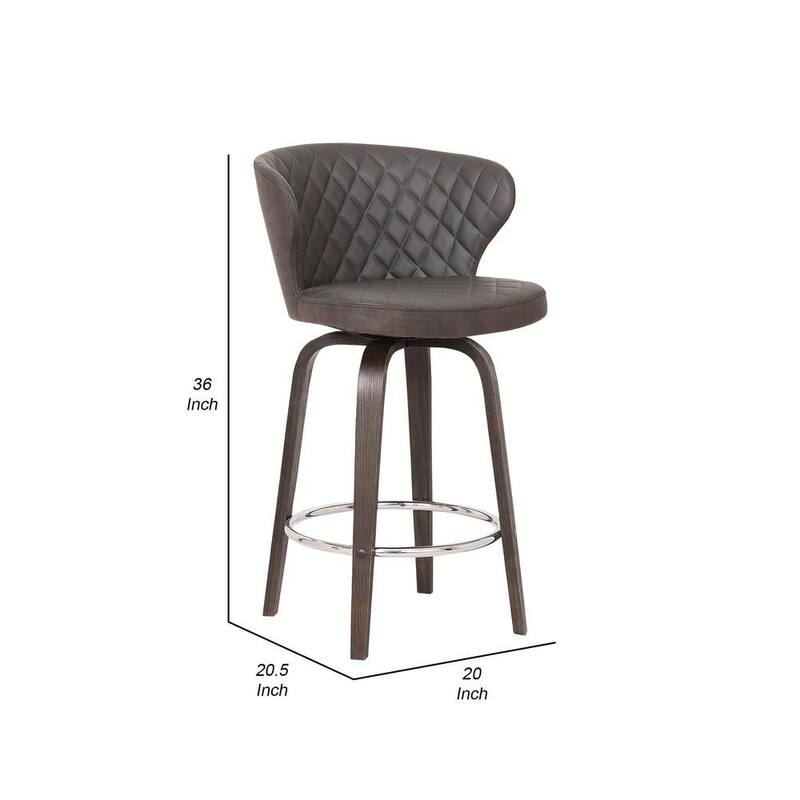Curved Back Leatherette Barstool with Swivel Mechanism - 36 H x 20 W x 20.5 L Inches