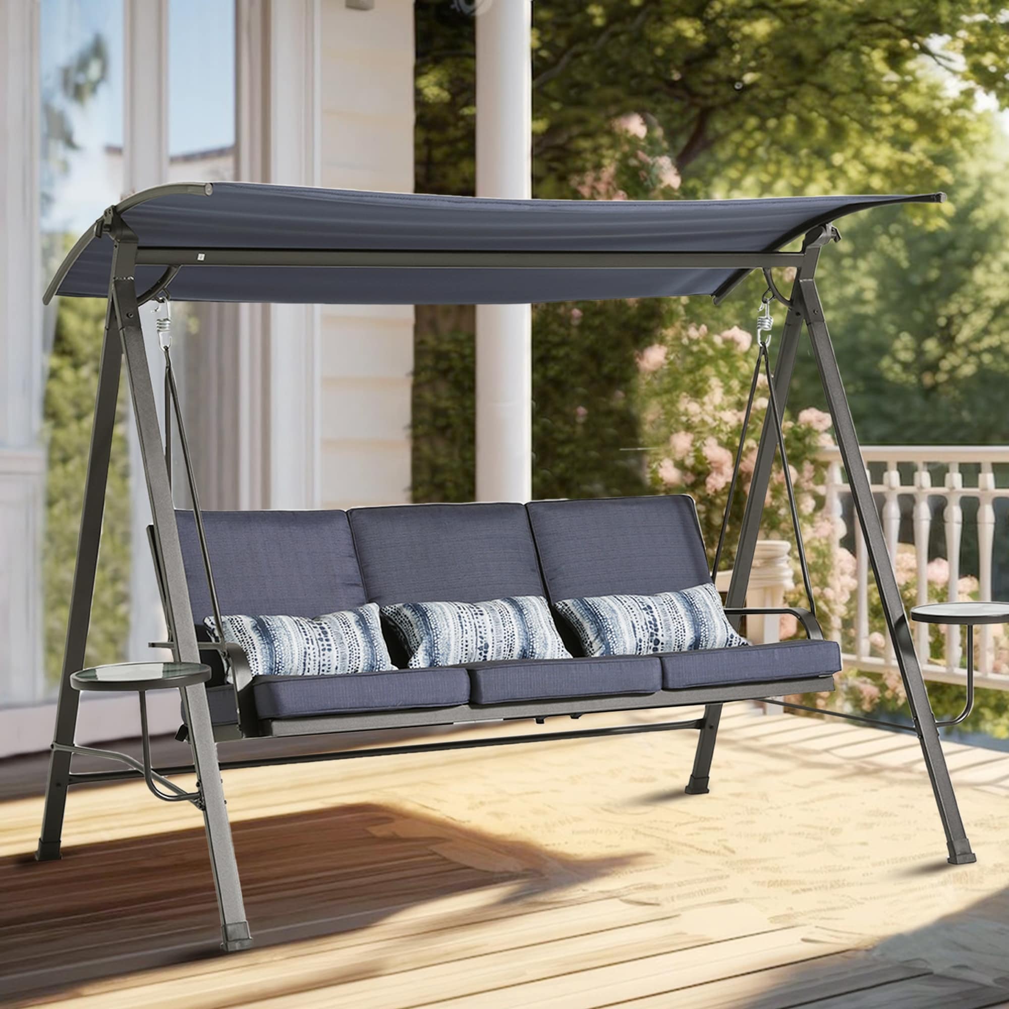 Steel 3 seater Swing Porch Swing with Canopy On Sale Bed Bath