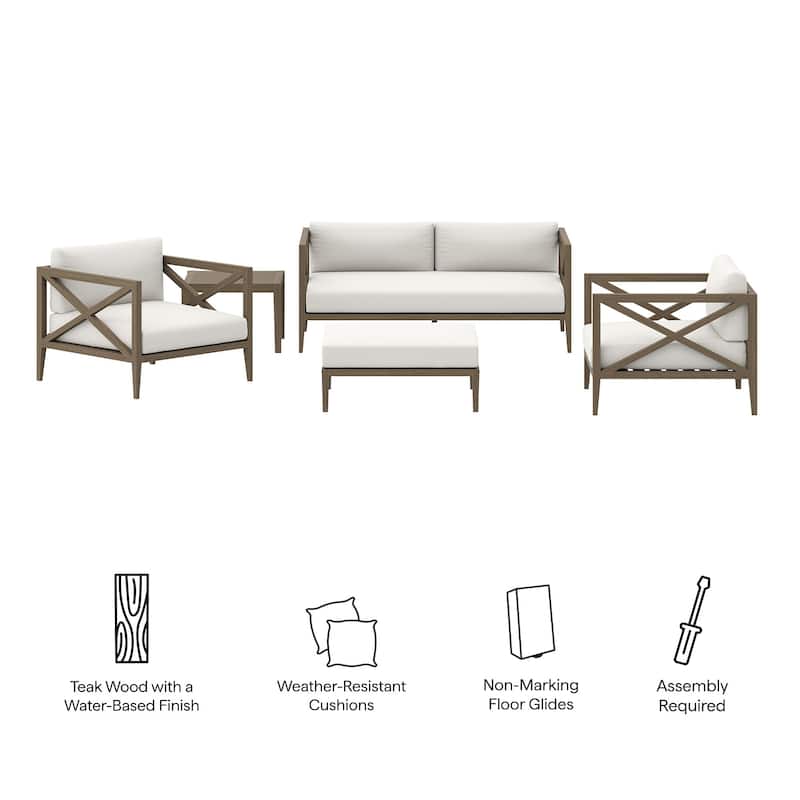Northlake 5-Piece Outdoor Patio Teak Wood Furniture Set