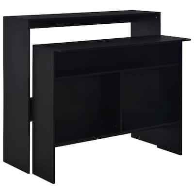 vidaXL Bar Table with 2 Table Tops Black 51.18"x15.75"x47.24"