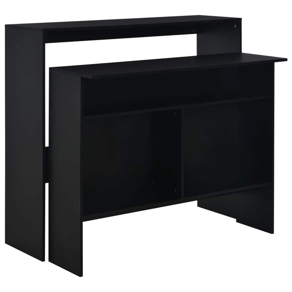 vidaXL Bar Table with 2 Table Tops Black 51.18"x15.75"x47.24"