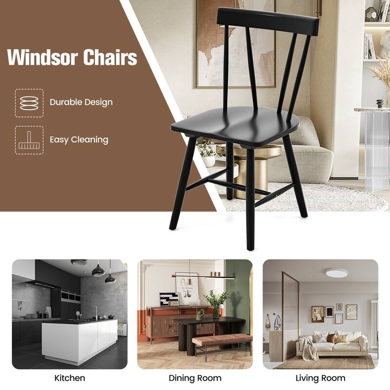 Costway Dining Chairs Set of 2 Windsor Chairs Wood Armless Chairs with - See Details