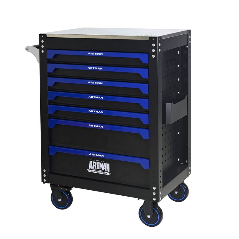 Industrial-Strength Rolling Tool Cart with 7 Drawers, 30" Steel Workbench Cabinet