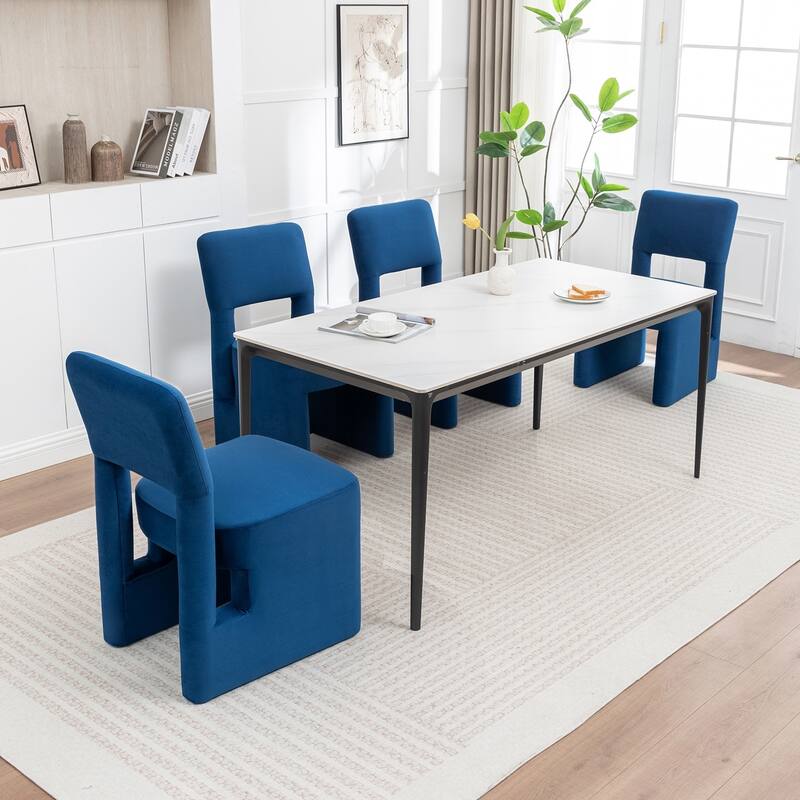 SEYNAR Modern Velvet Upholstered Armless Dining Chair Set of 4