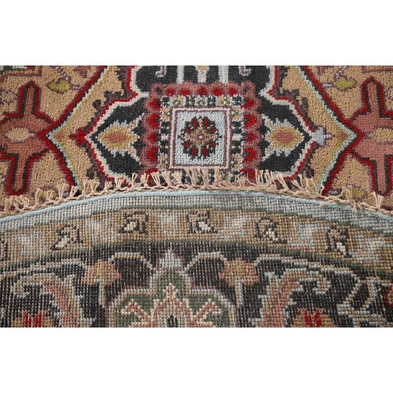 Light Blue Heriz-Serapi Oriental Round Area Rug Handmade Wool Carpet - 7'11"x 7'11"