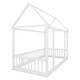 preview thumbnail 11 of 11, White Twin Size Pine Wood Floor Wooden Bed with House Roof Frame and Safety Guardrails