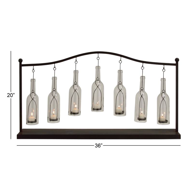 Metal Hanging Bottle Decorative Indoor Outdoor Candle Lantern - Black - Roche River Decor