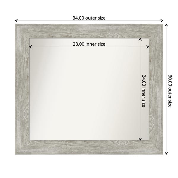 dimension image slide 53 of 113, Dove Greywash Framed Non-Beveled Custom Wall Mirror, Bathroom Vanity Mirror