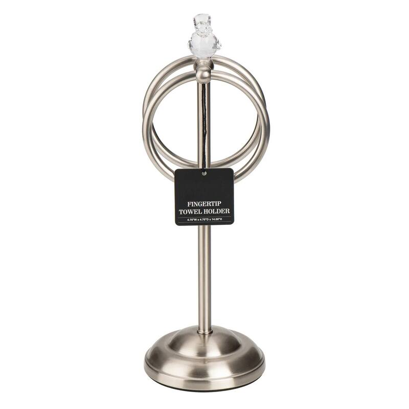 Brushed Satin Nickle Stainless Steel Dove Double Ring Fingertip Towel Holder With Heavy Base