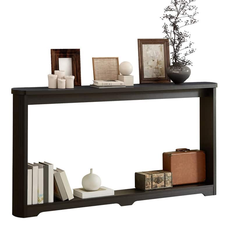70.1" Narrow Wooden Sofa Table with Corrugated Texture for Entranceways and Living Room Décor