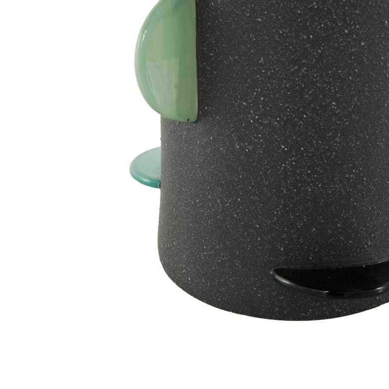 Ceramic Textured Vase with Multicolor Half-Moon Accents - Black - Roche River Decor