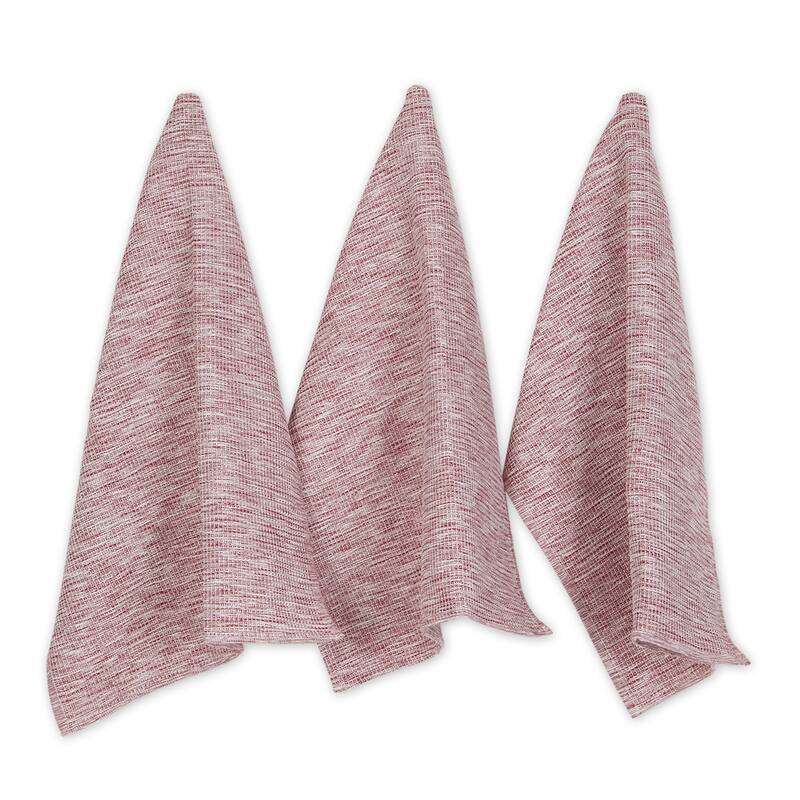 Leather Brown And Off-White Tonal Recycled Cotton Waffle Dishtowel (Set of 3) 20x30