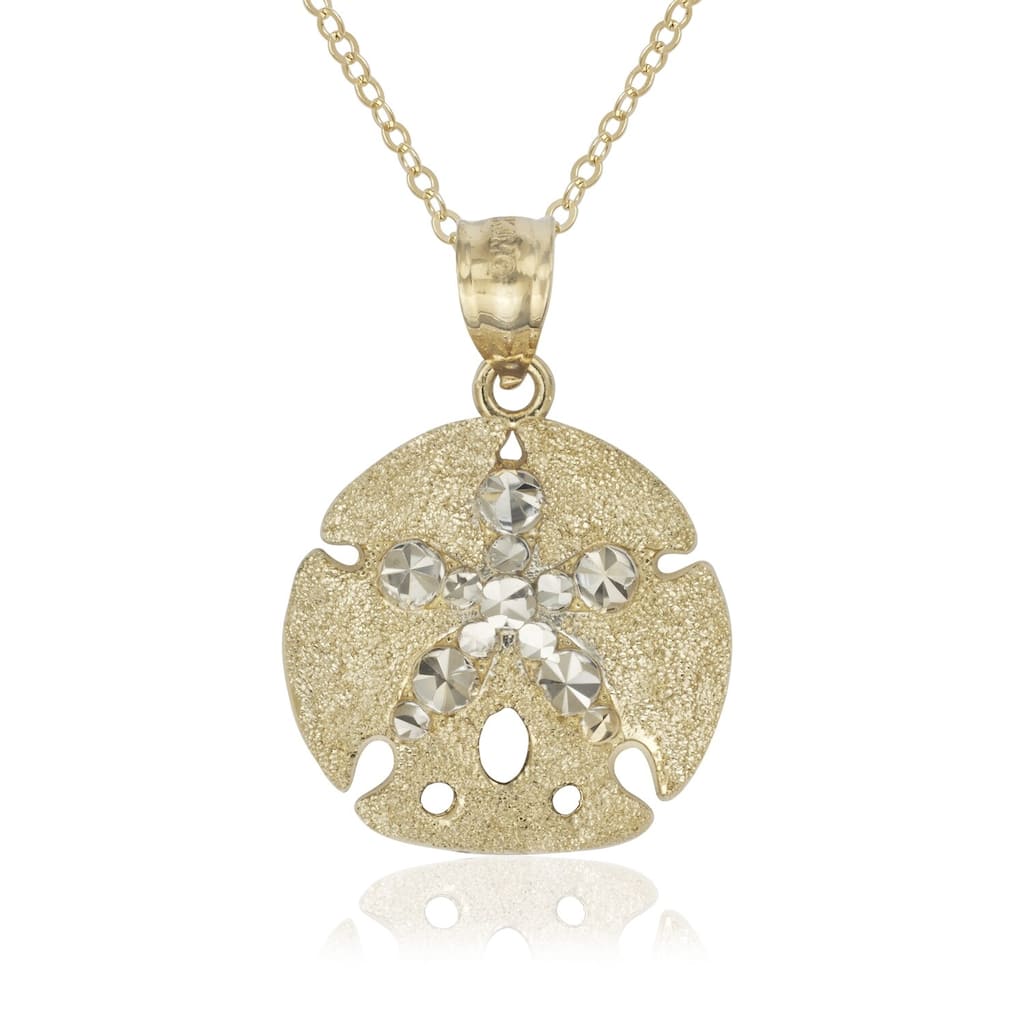 Curata 14k Two-tone Gold 18" Sea Star Sand Dollar Charm Pendant Necklace Necklace