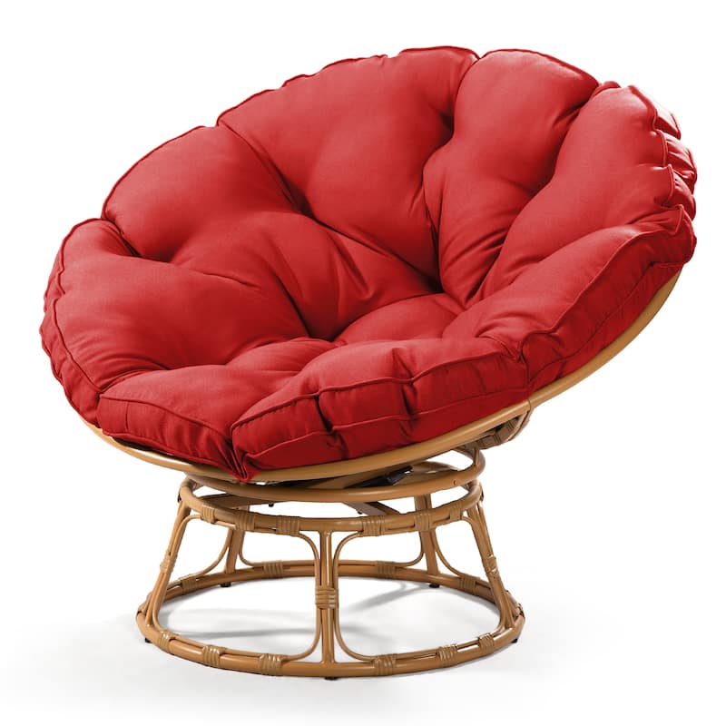 Cozywor Wicker Outdoor Patio Swivel Papasan Lounge Chair with Cushions