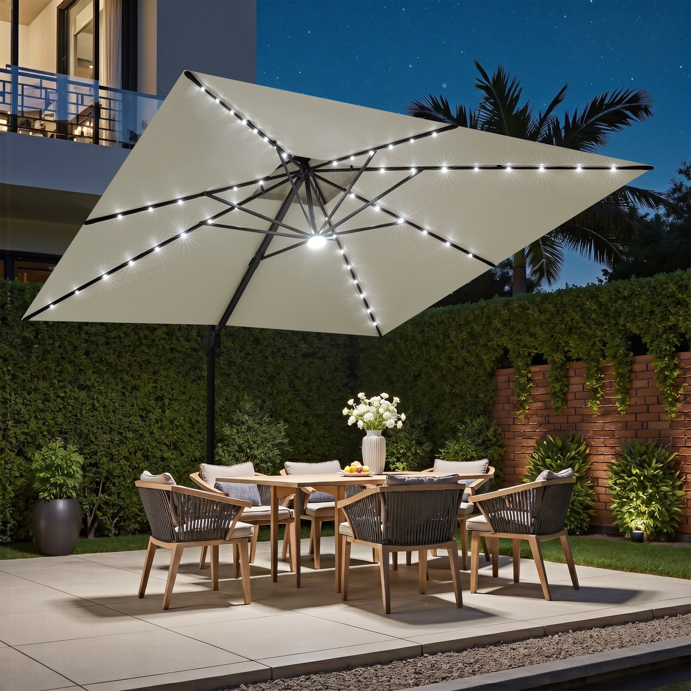 best choice products patio umbrella offset 11 10ft Cantilever Hanging Market Umbrella, 8 Sturdy Ribs, Easy Adjustment Designed for maximum coverage and flexibility GRAND Patio 11 ft Outdoor