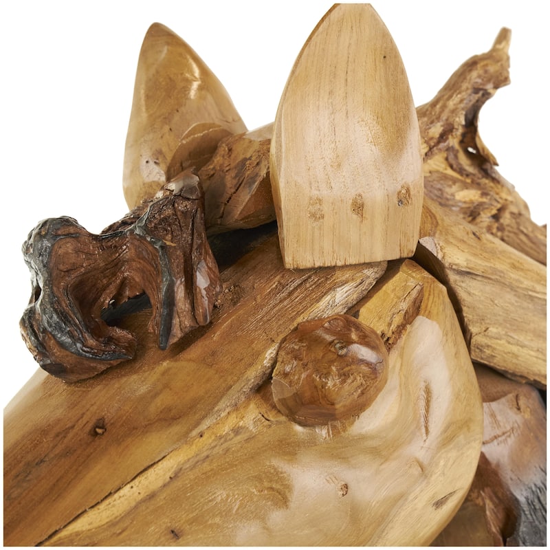 Brown Teak Wood Handmade Horse Decorative Sculpture