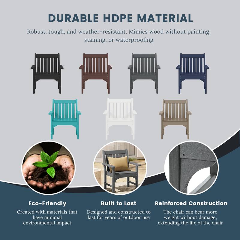 Polytrends Laguna Outdoor Patio 7-Piece Rectangular Table Garden Arm Chairs Dining Set