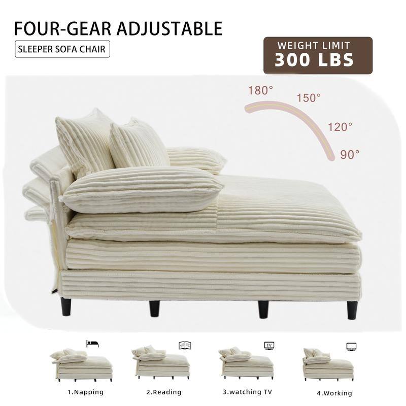 54.75" W Oversized Chaise Lounge Chair,Fluffy cushioned sofa bed