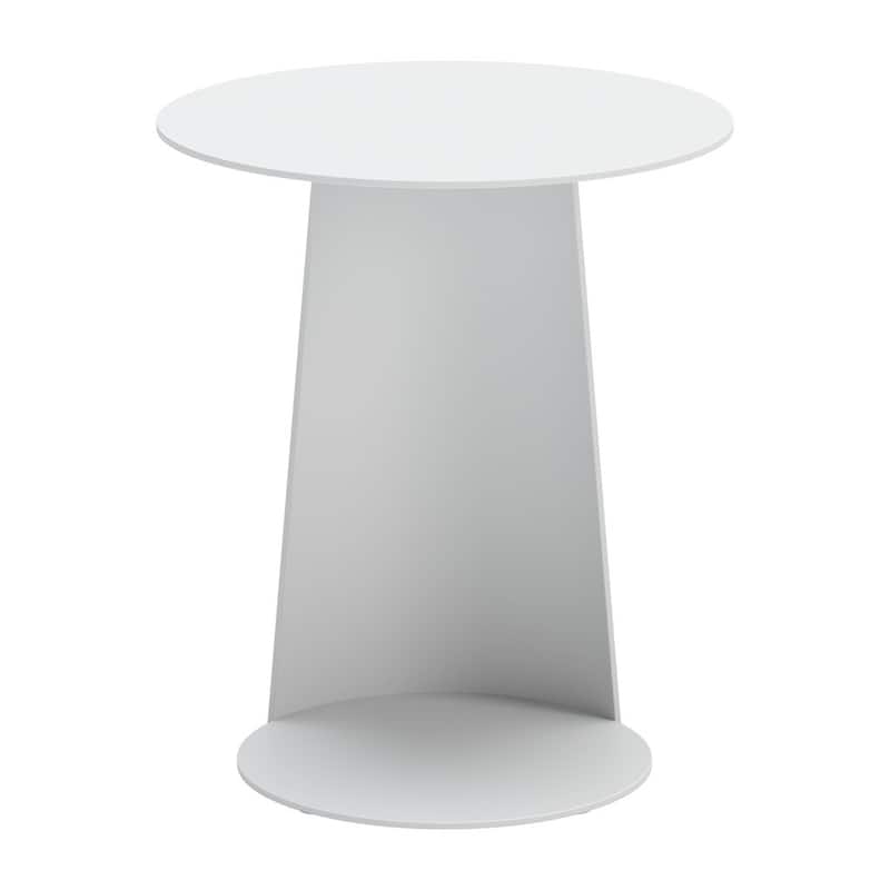 HomeRoots 16" White Aluminum Rounded Outdoor Side Table