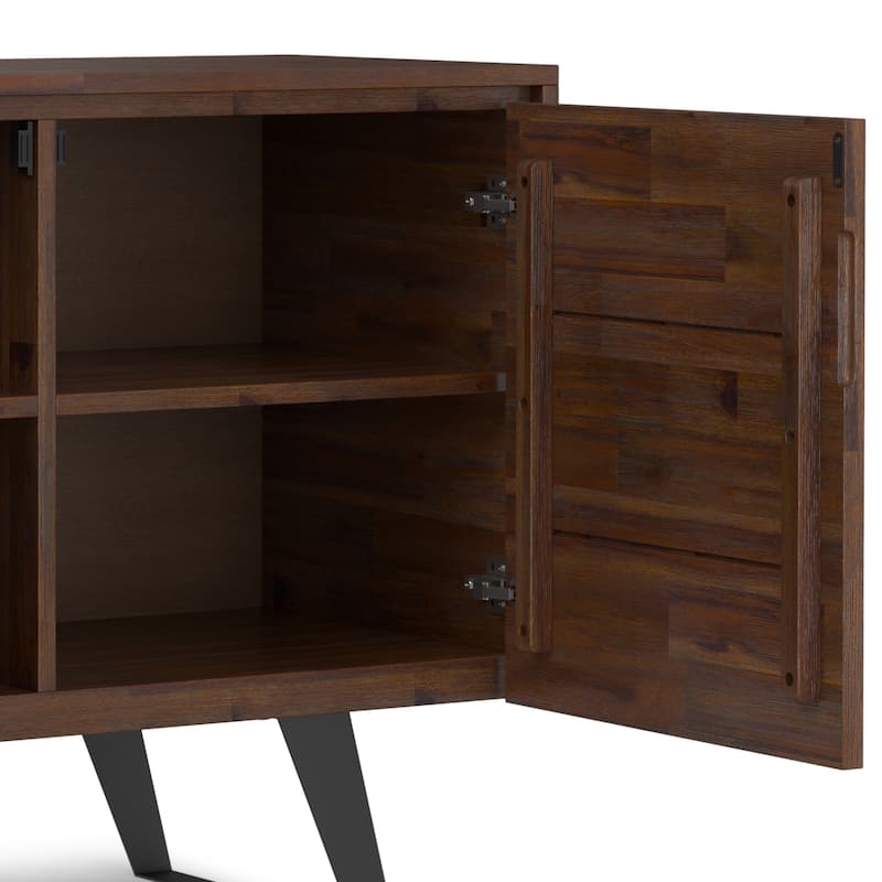 WYNDENHALL Mitchell Solid Acacia 40 inch Storage Cabinet in Distressed Charcoal Brown (Set of 2)