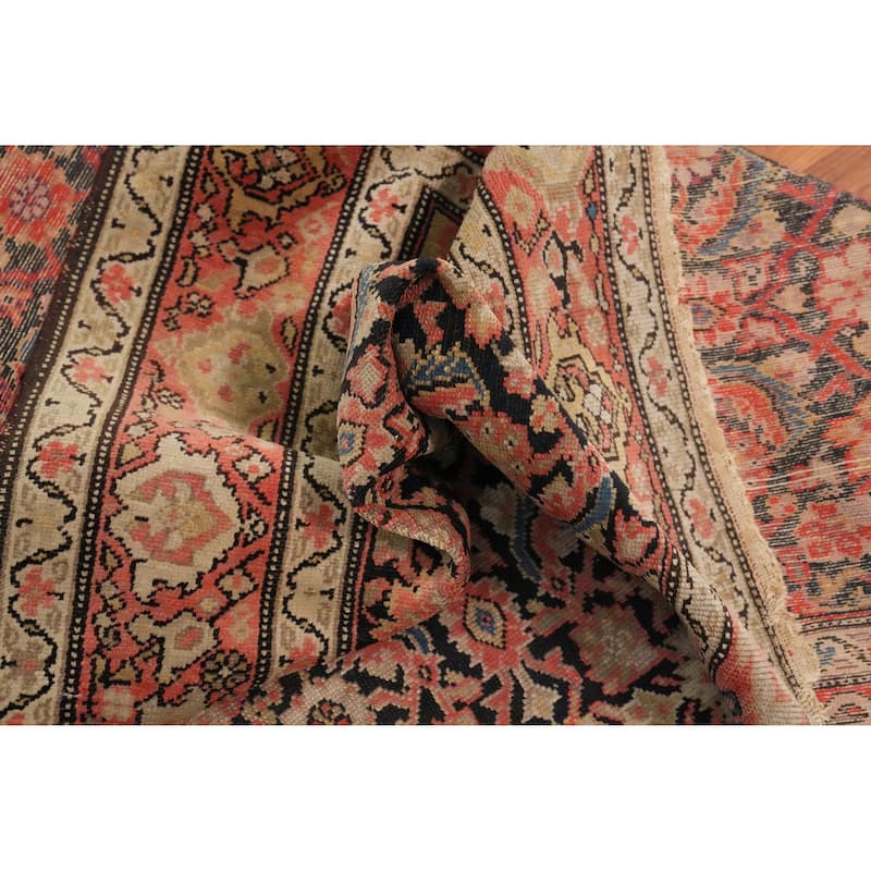 Hand Knotted Oriental 100% Wool Carpet Traditional Geometric Black Malayer Area Rug - 6' 5'' X 4' 5''