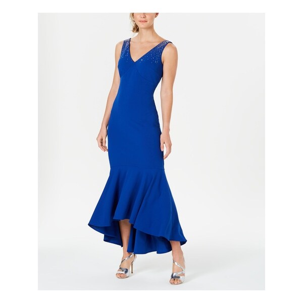 blue sleeveless maxi dress