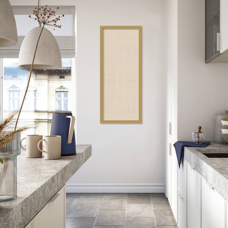 Amanti Art Framed Fabric Pinboard Natural Linen Printed Bulletin Board