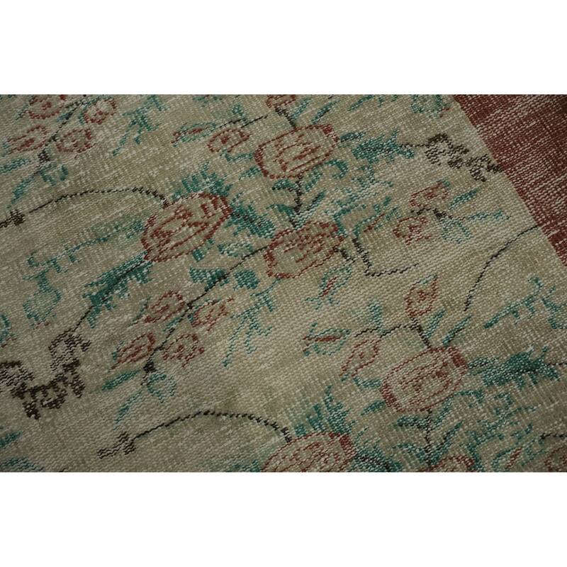 Hand Knotted Oriental 100% Wool Carpet Transitional Floral Beige & Ivories Anatolian Area Rug - 9' 2'' X 5' 7''