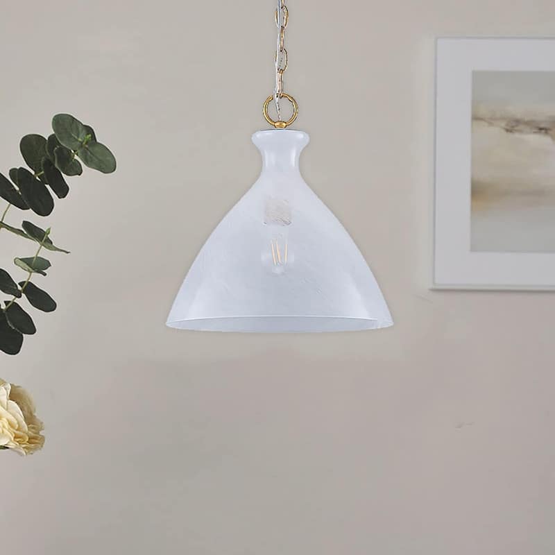 12” Island lights gold-cloudy white hanging lights glass, metal pendant light